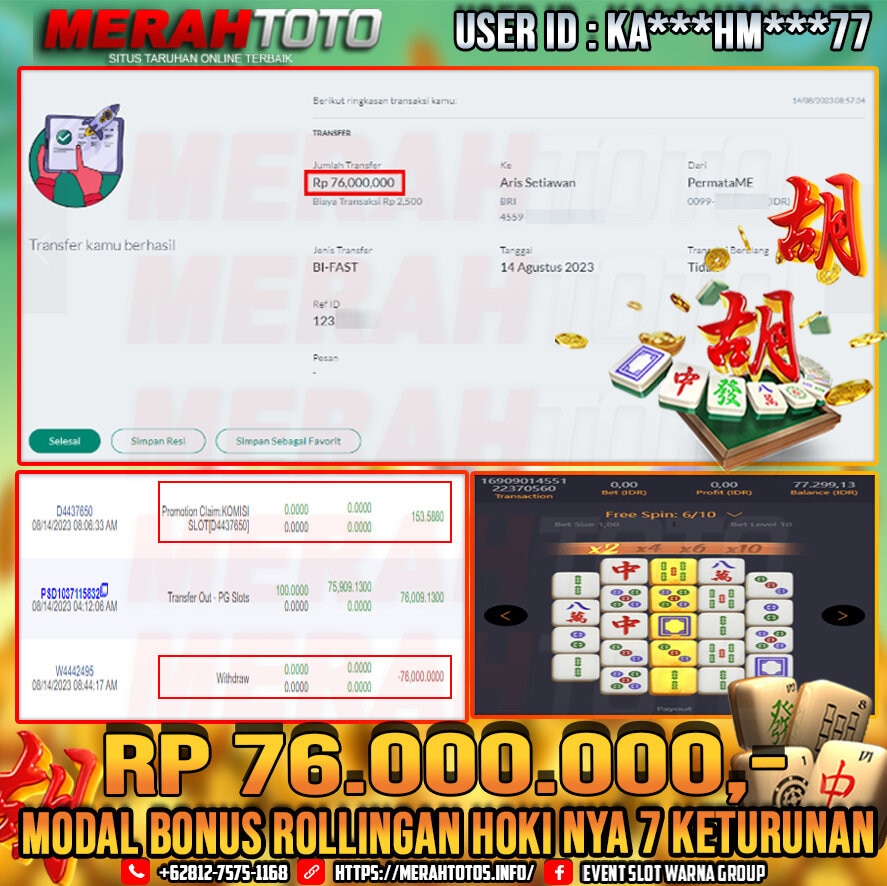 bukti-jp-slot-member-merahtoto-14-agustus-2023-mahjong-ways-pg-slots