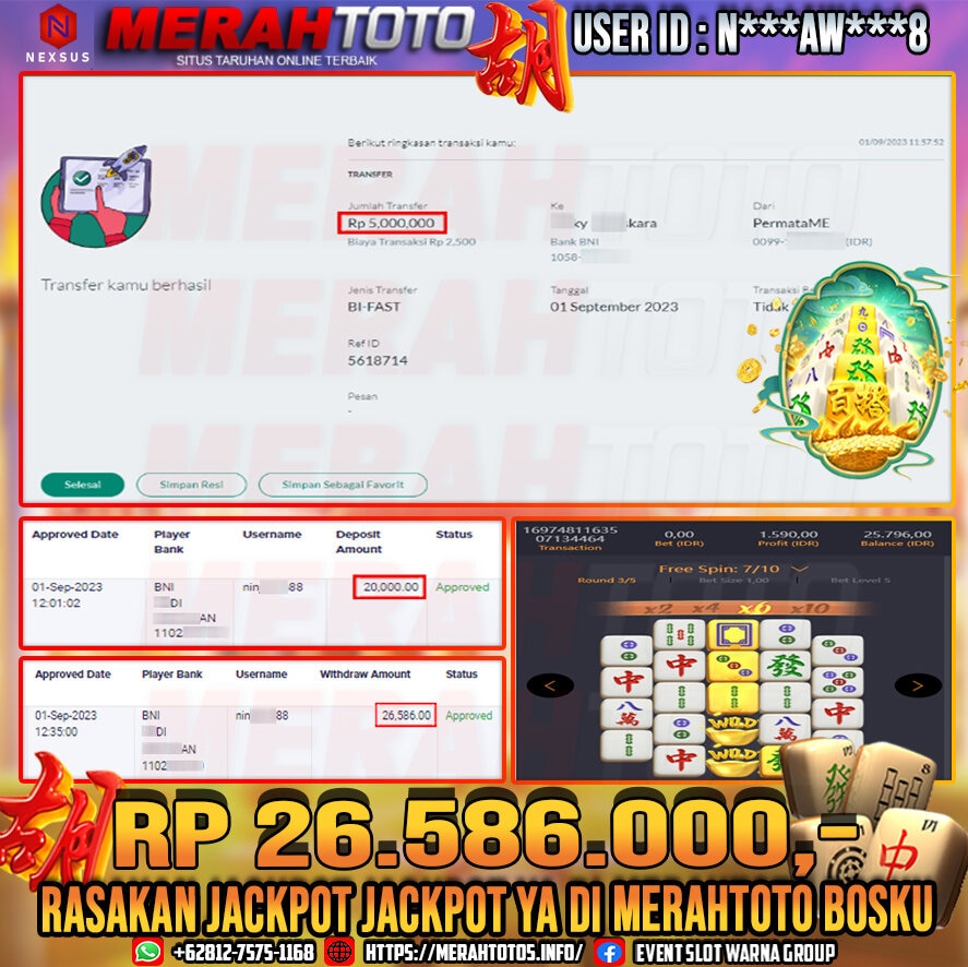 bukti-jp-slot-member-merahtoto-01-september-2023-mahjong-ways-pg-slots-2