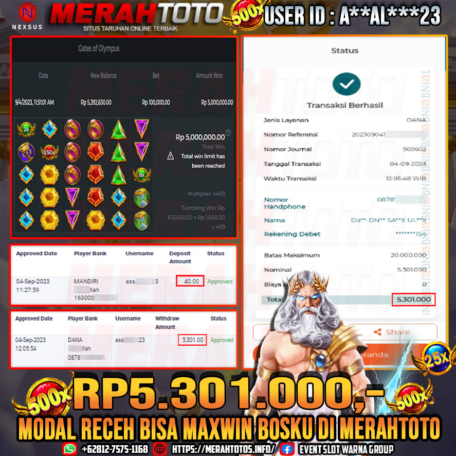 bukti-jp-slot-member-merahtoto-04-september-2023-gates-of-olympus-pragmatic-play