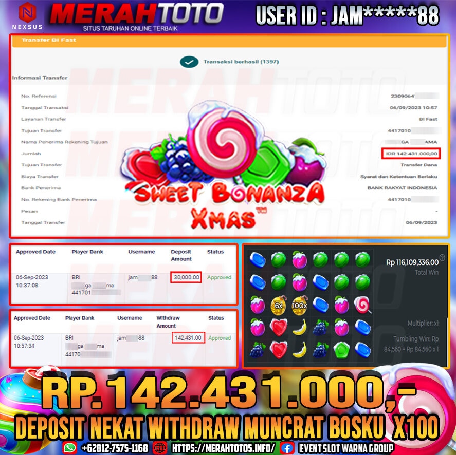 bukti-jp-slot-member-merahtoto-06-september-2023-sweet-bonanza-xmas-pragmatic-play