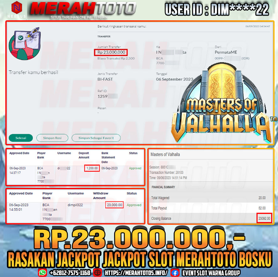 bukti-jp-slot-member-merahtoto-06-september-2023-masters-valhala-microgaming