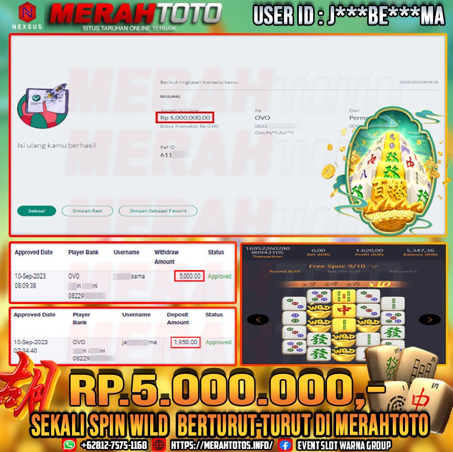 bukti-jp-slot-member-merahtoto-10-september-2023-mahjong-ways-pg-slots