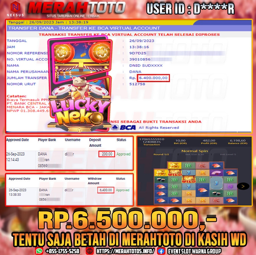 bukti-jp-slot-member-merahtoto-26-september-2023-lucky-neko-microgaming