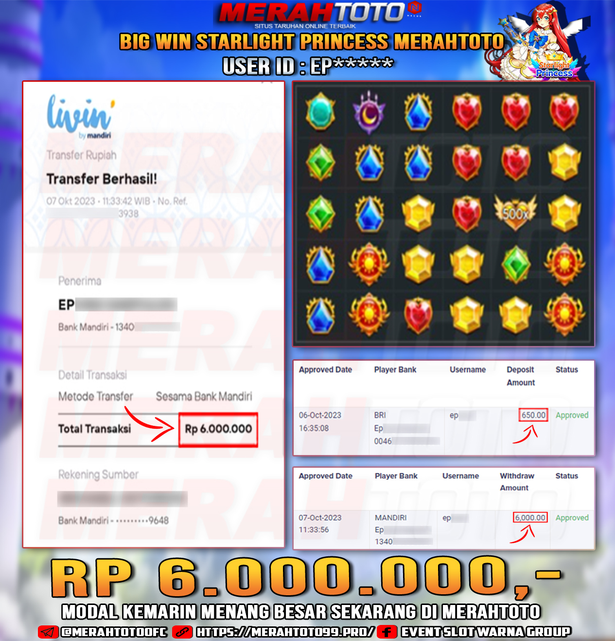 Bukti JP Slot Member MERAHTOTO 07 Oktober 2023 Princess Starlight