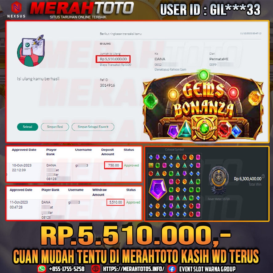 bukti-jp-slot-member-merahtoto-11-oktober-2023-gems-bonanza-pragmatic-play