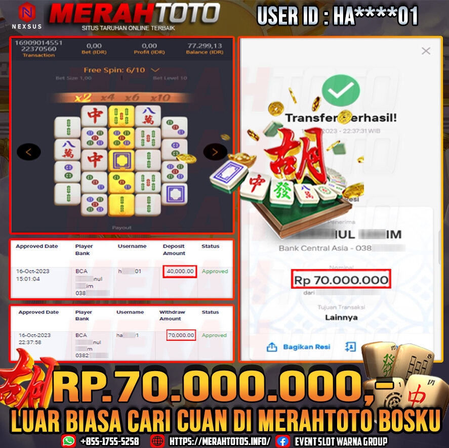 bukti-jp-slot-member-merahtoto-16-oktober-2023-mahjong-ways-pg-slots-2