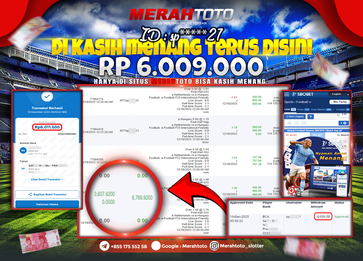 Bukti jp slot member merahtoto 19 december SBOBET