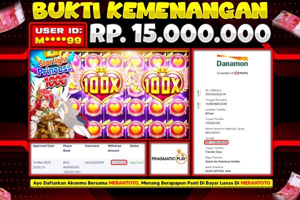Bukti JP Slot Member MERAHTOTO 16 MARET 2025 Starlight Princess 1000 ( PRAGMATIC PLAY )
