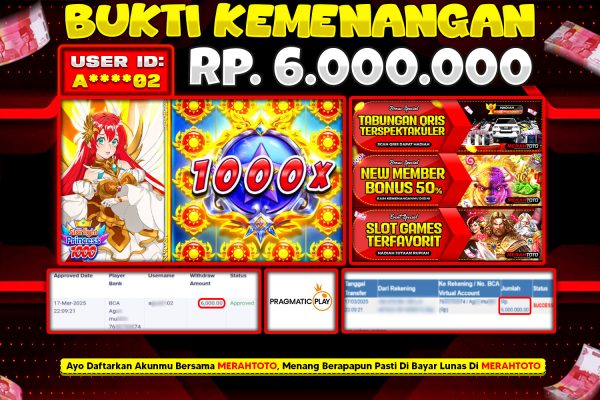 Bukti JP Slot Member MERAHTOTO 17 MARET 2025 Starlight Princess 1000 ( Pragmatic Play )
