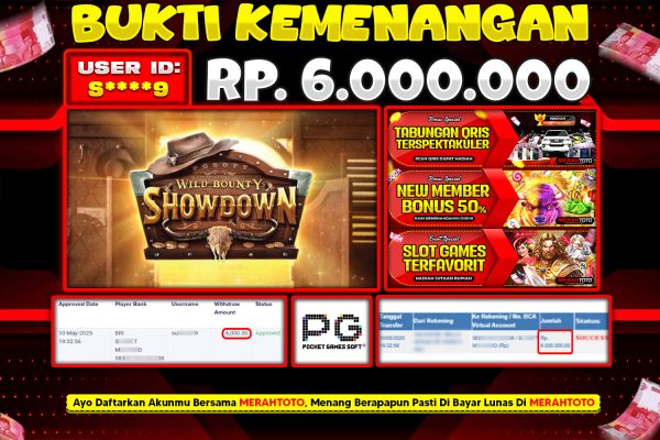 Bukti JP Slot Member MERAHTOTO 10 MEI 2025 – Wild Bounty Showdown ( PG SOFT )