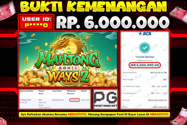 Bukti JP Slot Member MERAHTOTO 10 MEI 2025 – MAHJONG WAYS 2 ( PG Soft )