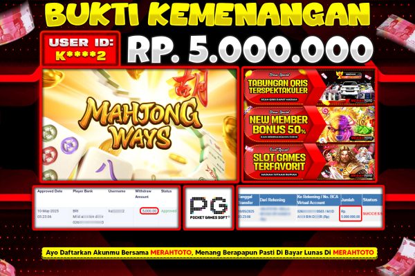 Bukti JP Slot Member MERAHTOTO 10 MEI 2025 – MAHJONG WAYS 1 ( PG Soft )
