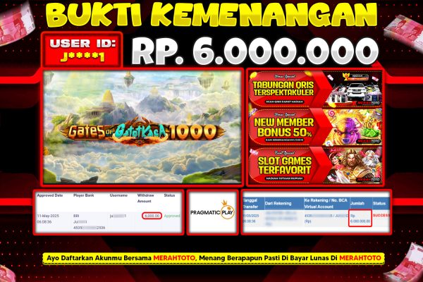 Bukti JP Slot Member MERAHTOTO 11 MEI 2025 – Gates of Gatot Kaca 1000 ( Pragmatic Play )