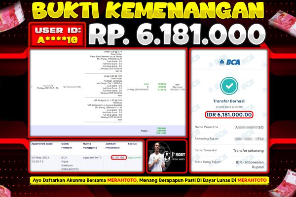 Bukti JP BOLA Member MERAHTOTO 25 MEI 2025 – SBO SPORTS