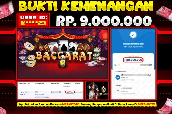 Bukti JP Casino Member MERAHTOTO 11 MEI 2025 – BACCARAT ( ION )