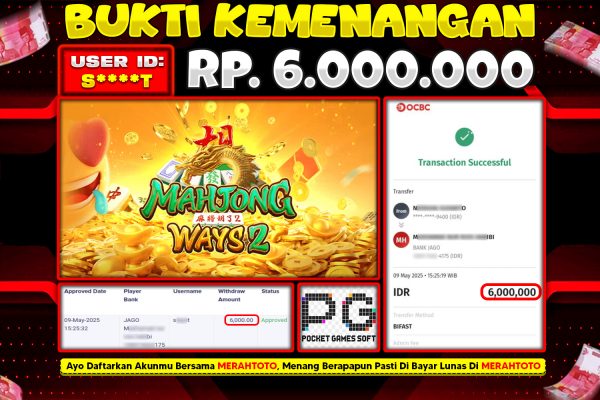 Bukti JP Slot Member MERAHTOTO 09 MEI 2025 – MAHJONG WAYS 2 ( PG Soft )