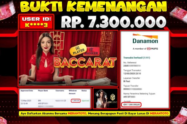 Bukti JP Casino Member MERAHTOTO 12 MEI 2025 – BACCARAT ( ION Casino )