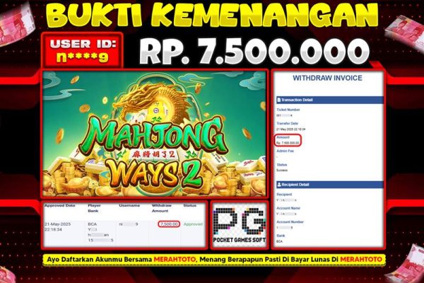 Bukti JP Slot Member MERAHTOTO 21 MEI 2025 – Mahjong Ways 2 ( PG SOFT )