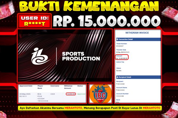 Bukti JP BOLA Member MERAHTOTO 20 MEI 2025 – IBC Sports ( SPORTSBOOK )