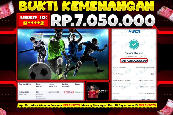 Bukti JP BOLA Member MERAHTOTO 26 MEI 2025 – OPUS ( SPORTSBOOK )