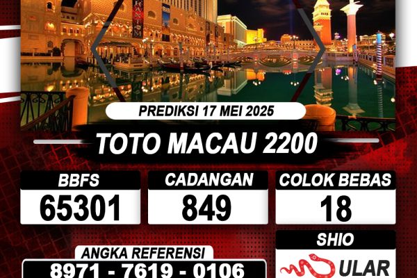 Prediksi TOTO MACAU 2200 17 MEI 2025