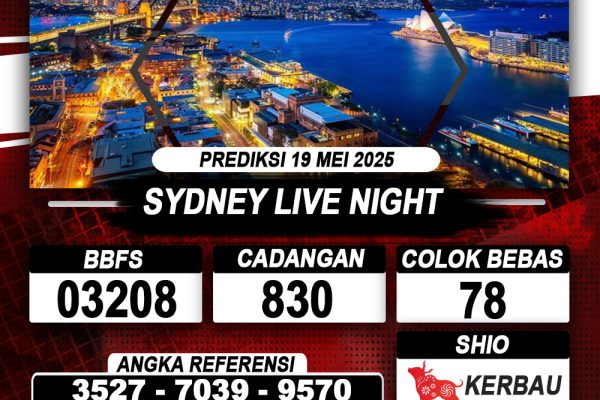 Prediksi SYDNEY LIVE NIGHT 19 MAY 2025
