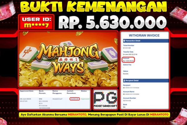 Bukti JP Slot Member MERAHTOTO 04 JUNI 2025 – Mahjong Ways ( PG Soft )