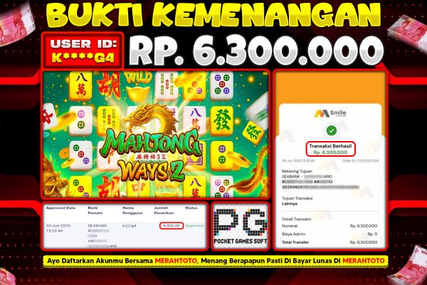 Bukti JP Slot Member MERAHTOTO 20 JUNI 2025 – Mahjong Ways 2 ( PG SOFT )