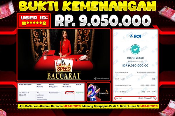 Bukti JP Casino Member MERAHTOTO 23 JUNI 2025 – Chinese Speed Baccarat 3 ( PP LIVE CASINO )
