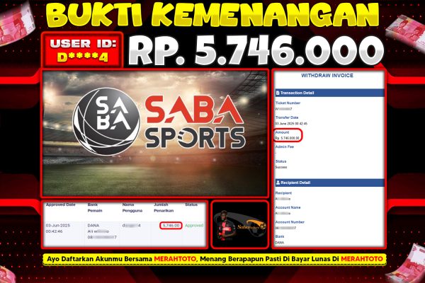 Bukti JP BOLA Member MERAHTOTO 03 JUNI 2025 – IBC SPORT ( SABA PLATFORM )
