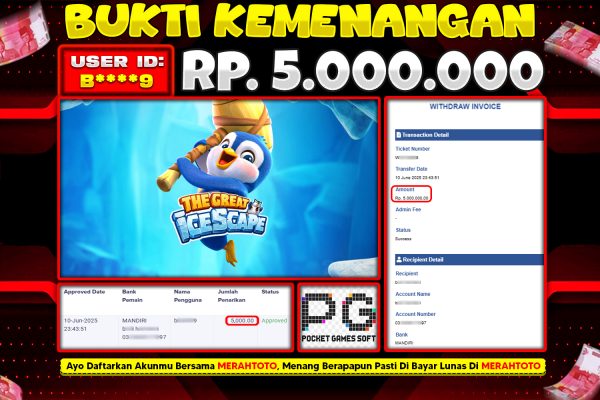 Bukti JP Slot Member MERAHTOTO 10 JUNI 2025 – The Great Icescape ( PG SOFT )